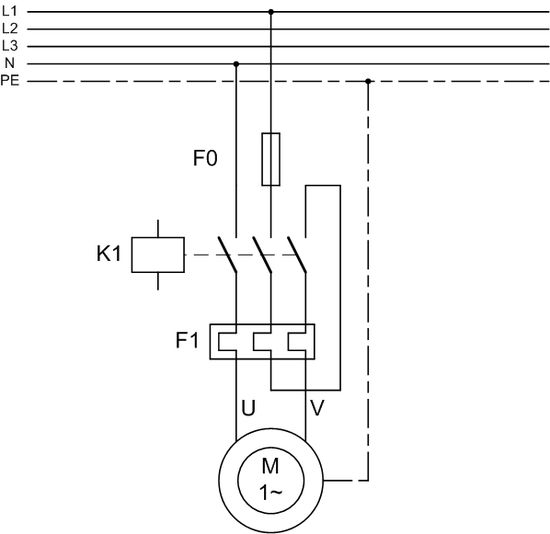 Схема подключения теплового реле к однофазному двигателю